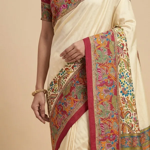 Cream_Premium_Cotton_Kalamkari_Printed_Saree_For_Women