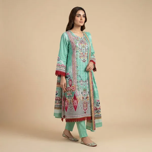 Sea_Green_Floral_Embroidered_Cotton_Pakistani_Lawn_3-Piece_Suit_Set_For_Women