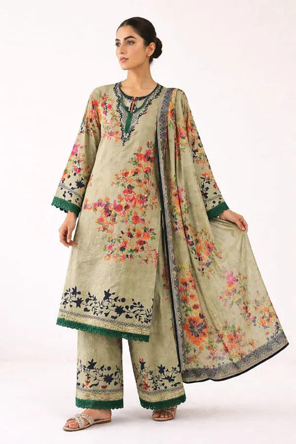 Green_Cotton_Floral_Embroidered_Suit_Set_With_Lace_Border_For_Women