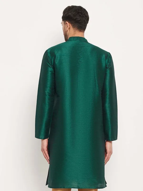 Green_Cotton_Silk_Solid_A-Line_Kurta_For_Men