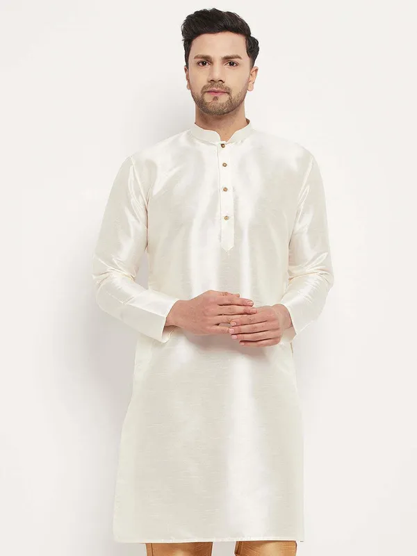 Off_White_Cotton_Silk_Solid_A-Line_Kurta_For_Men
