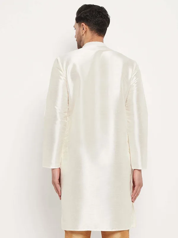 Off_White_Cotton_Silk_Solid_A-Line_Kurta_For_Men