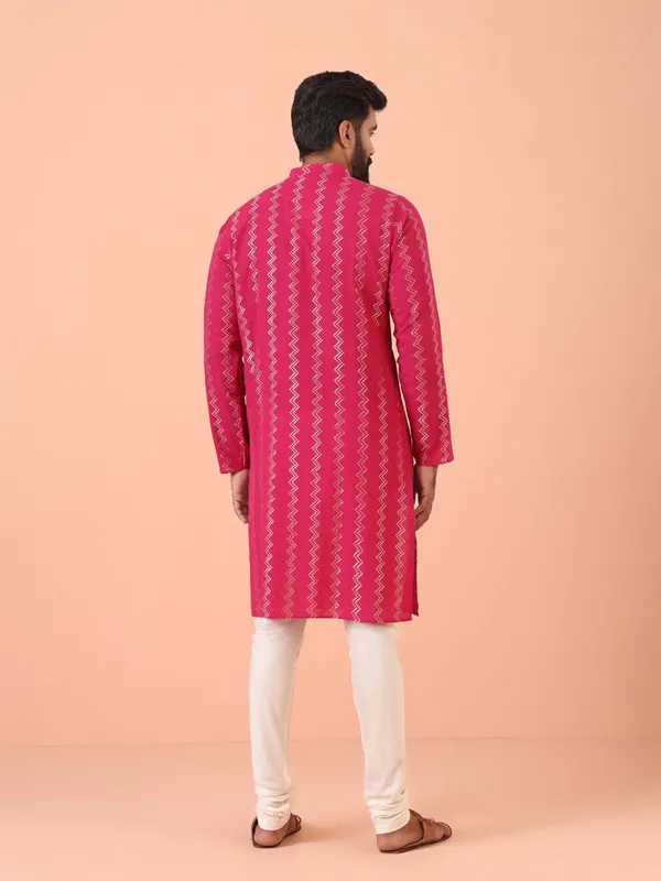 Pink_Cotton_Blend_Straight_Kurta_For_Men