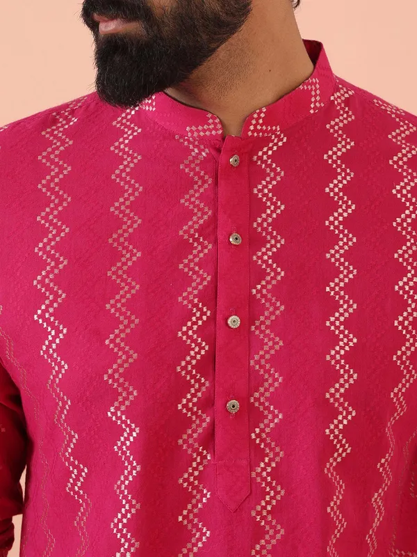Pink_Cotton_Blend_Straight_Kurta_For_Men