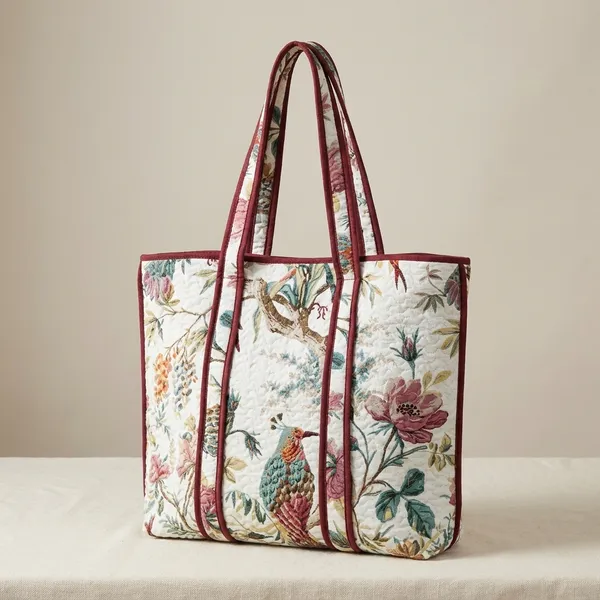 Floral_Printed_Quilted_Tote_Bag_With_Maroon_Trim