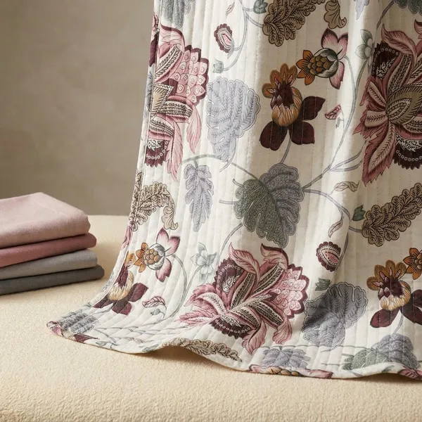 Floral_Print_Sheer_Curtain_With_Embroidered_Details_Super_King_Bedsheet_With_Quilted_Pillow_Covers_(Super_King_Size(108*108))
