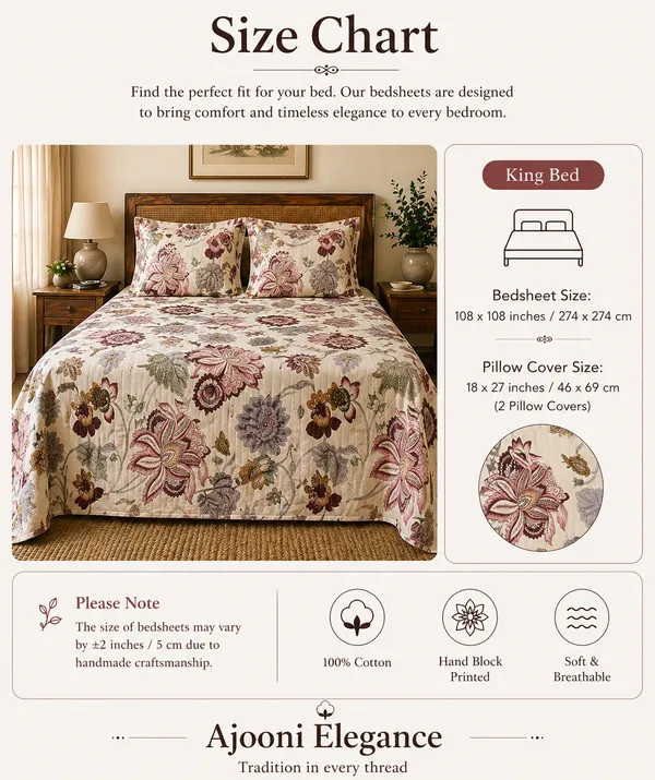 Floral_Print_Sheer_Curtain_With_Embroidered_Details_Super_King_Bedsheet_With_Quilted_Pillow_Covers_(Super_King_Size(108*108))