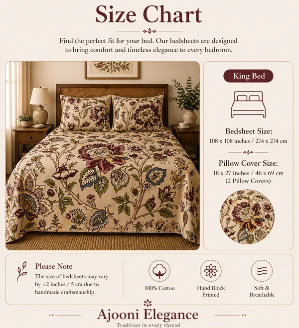 Floral_Print_With_Decorative_Bird_And_Flower_Design_Super_King_Bedsheet_With_Quilted_Pillow_Covers(Super_King_Size(108*108))