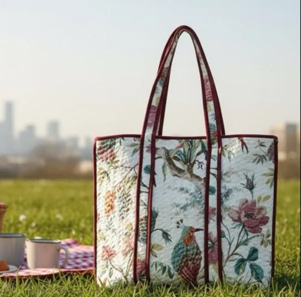 Floral_Printed_Quilted_Tote_Bag_With_Maroon_Trim