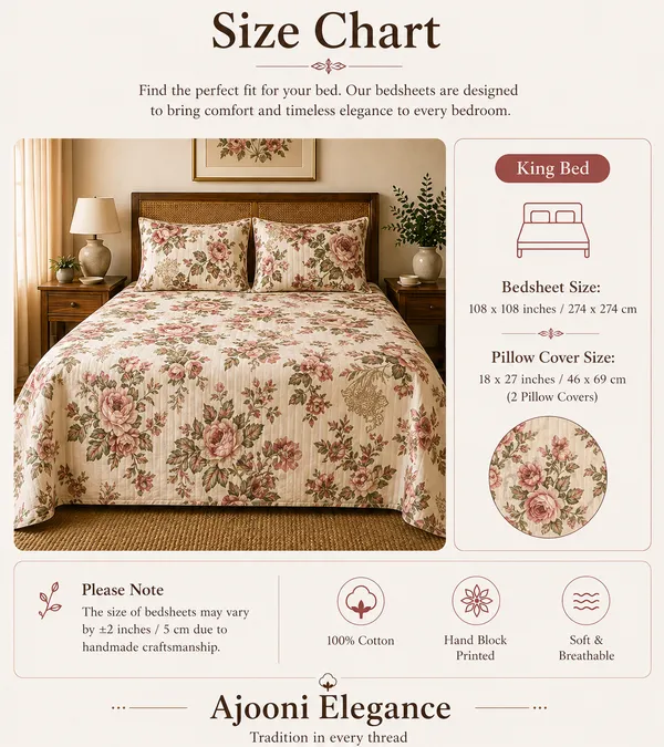 Floral_Print_Super_King_Bedsheet_With_Quilted_Pillow_Covers_With_Decorative_Butterfly(Super_King_Size(108*108))