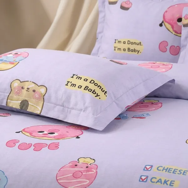 Cute_Donut_&_Cake_Print_Bedsheet_Set_With_Pillow_Covers_Purplekids_Bedsheet