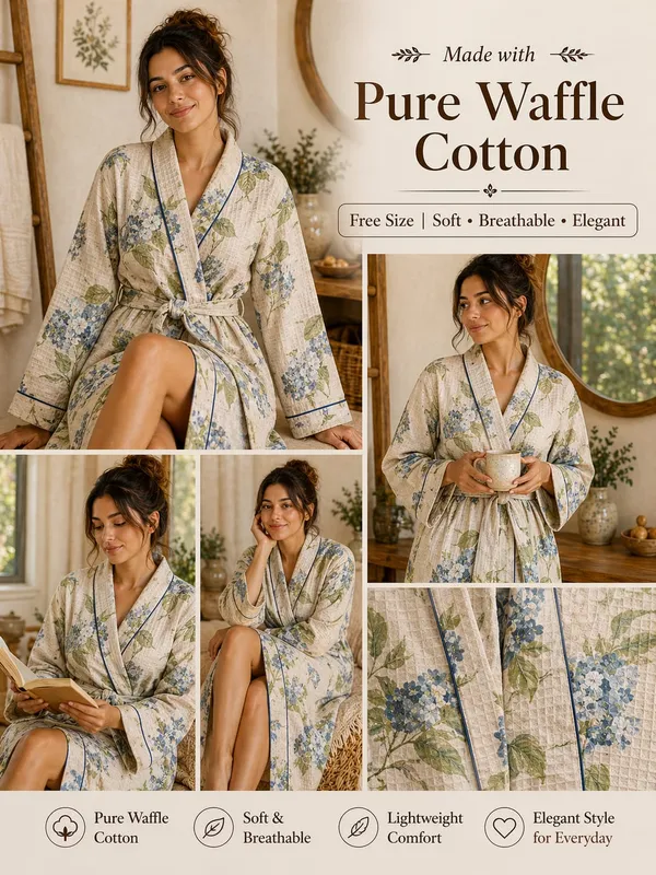 Pure_Waffle_Cotton_Floral_Print_Kimono_Bathrobe_For_Women_Free_Size