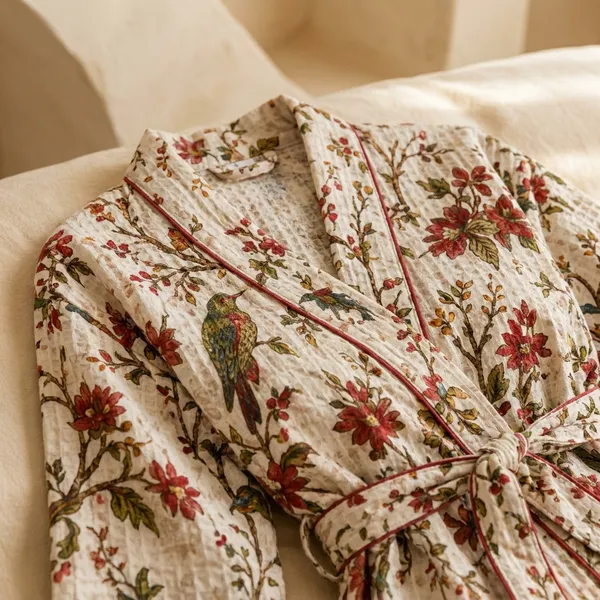 Pure_Waffle_Cotton_Floral_Print_Bathrobe_For_Women_Free_Size