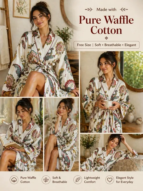 Pure_Waffle_Cotton_Floral_Robe_For_Womenfree_Size