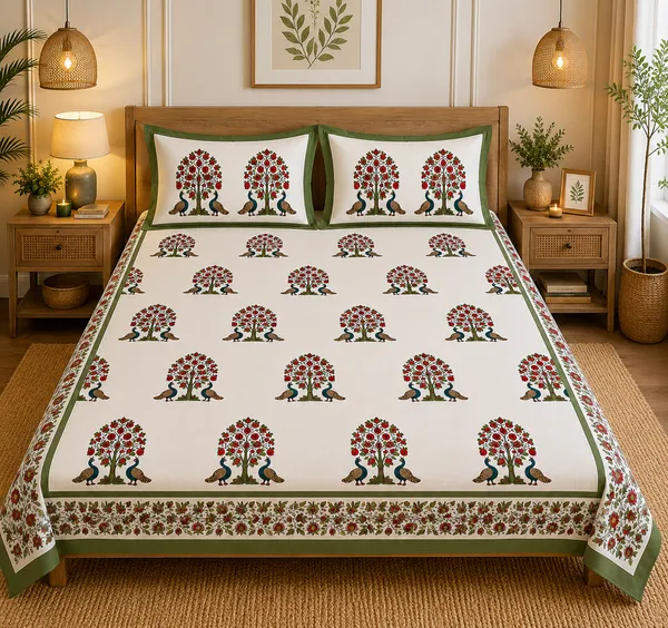 Traditional_Floral_Print_Fabric_Nature_Bloom_Collection_Super_King_Bedsheet_With__2_Pillow_Covers_(Super_King_Size(108*108))