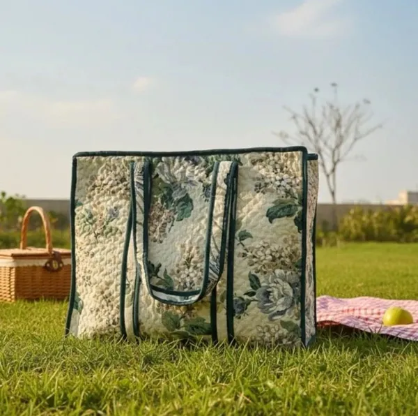 Floral_Print_Insulated_Tote_Bag_With_Zipper_Closure