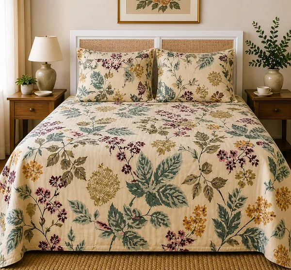 Floral_Traditional_Super_King_Size_Super_King_Bedsheet_With_Quilted_Pillow_Covers_(Super_King_Size(108*108))