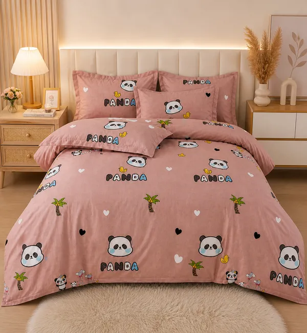 Pink_Rabbit_Garden_Print_Bedding_Set_Ultra_Soft_Comforter_With_Pillow_Coverskids_Bedsheet