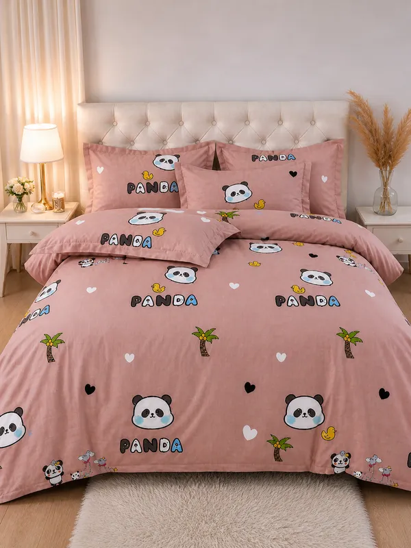 Pink_Rabbit_Garden_Print_Bedding_Set_Ultra_Soft_Comforter_With_Pillow_Coverskids_Bedsheet
