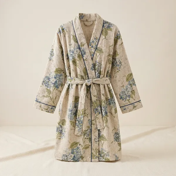 Pure_Waffle_Cotton_Floral_Print_Kimono_Bathrobe_For_Women_Free_Size