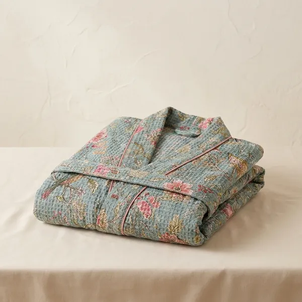 Pure_Waffle_Cotton_Floral_Print_Robe_For_Women_Free_Size