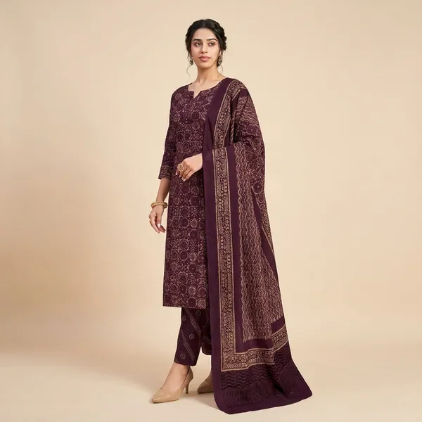 Maroon_Cotton_Suit_Set_For_Women