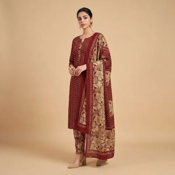 Maroon_And_Red__Cotton_Suit_Set_For_Women_Pack_Of_2