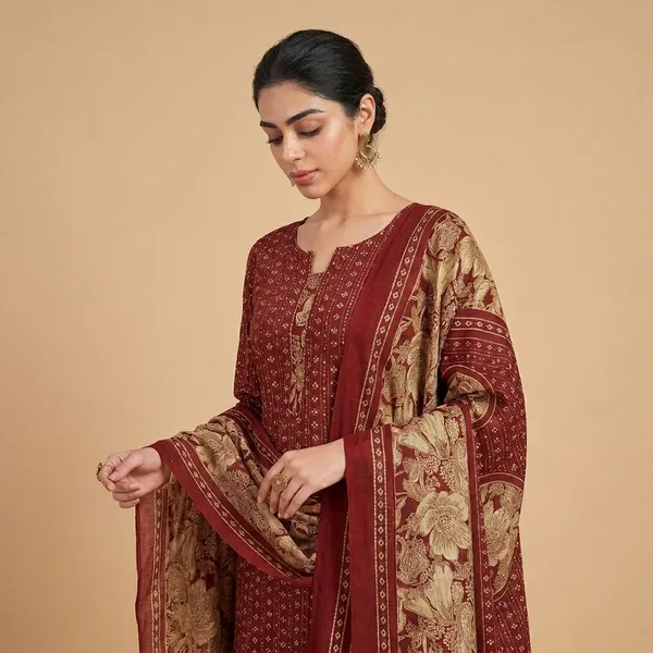 Maroon_And_Red__Cotton_Suit_Set_For_Women_Pack_Of_2