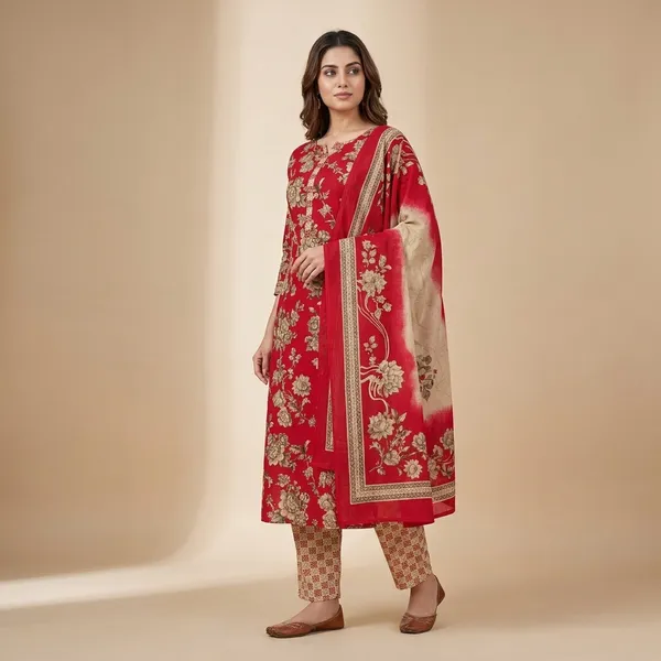Maroon_And_Red__Cotton_Suit_Set_For_Women_Pack_Of_2