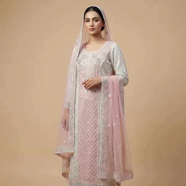 Cream_Tissue_Suit_Set_For_Women
