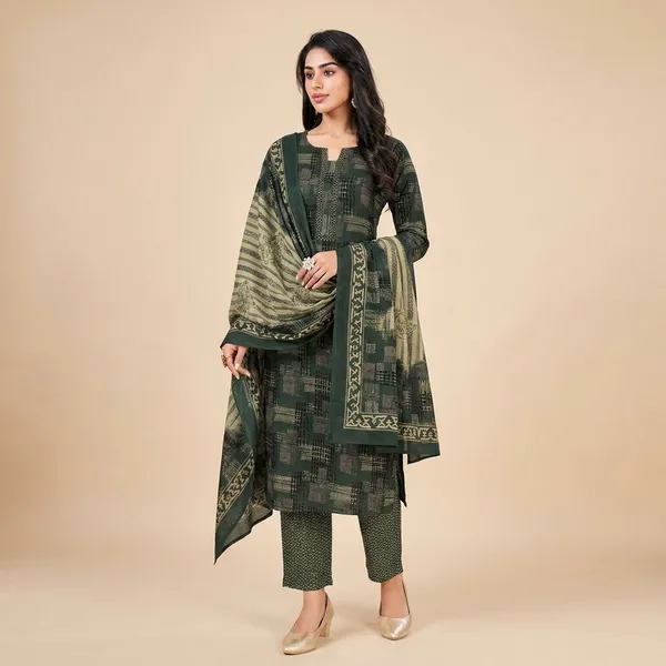 Green_Cotton_Suit_Set_For_Women_Pack_Of_2