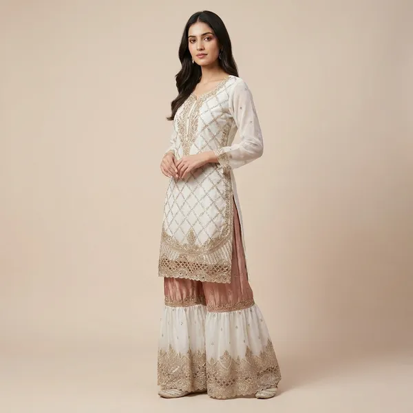 Cream_Cotton_Suit_Set_For_Women
