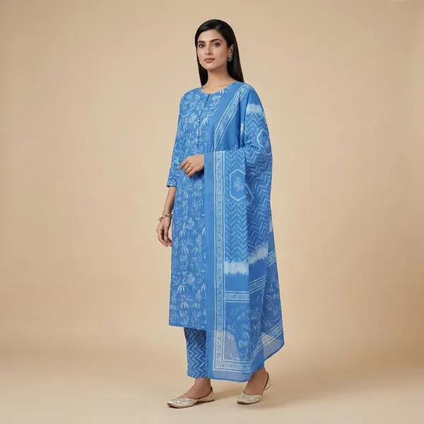 Blue_Cotton_Suit_Set_For_Women