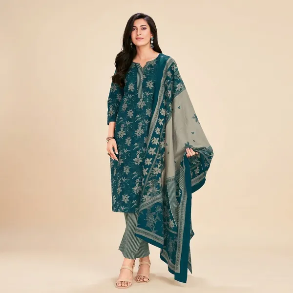 Aura Teal Cotton Suit Set For Women Price in India - Buy Aura Teal ...