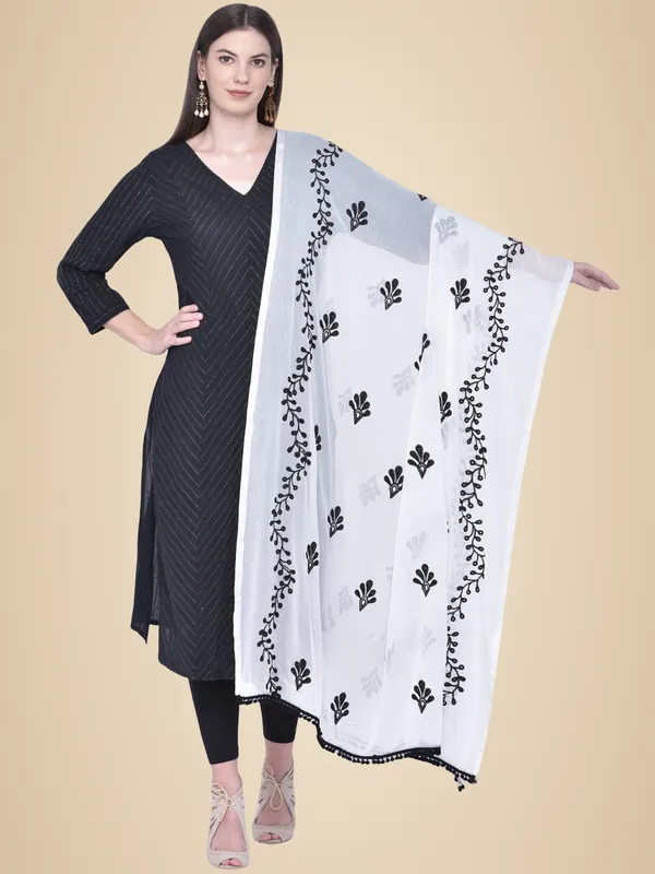 White_And_Black_Chiffon_Embroidered_Dupatta_For_Women