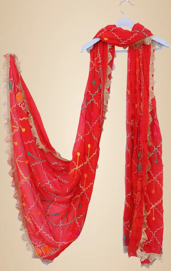 Red_Chiffon_Geometric_Print_Dupatta_For_Women
