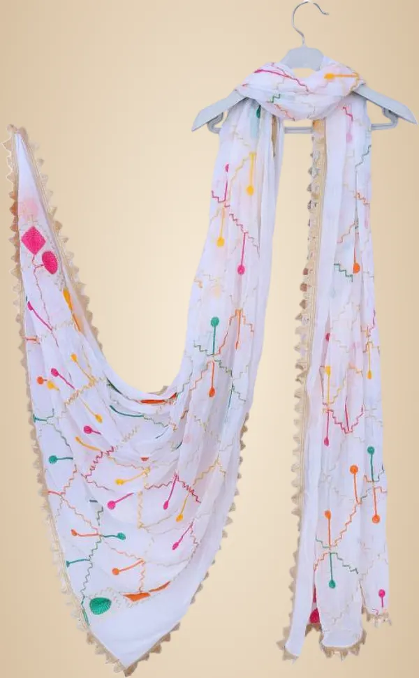 White_Chiffon_Geometric_Print_Dupatta_For_Women