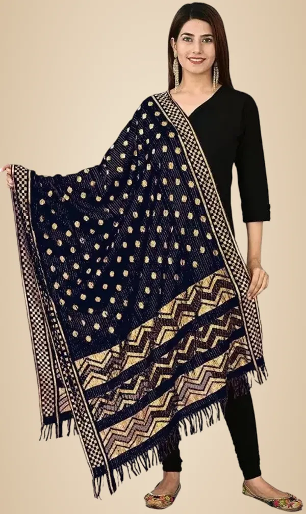 Black_Silk_Blend_Self_Design_Dupatta_For_Women