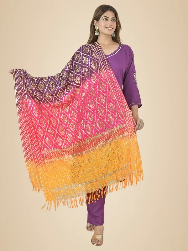 Multicolor_Silk_Blend_Woven_Dupatta_For_Women