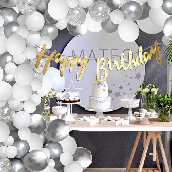 White_And_Silver_Happy_Birthday_Decoration_Kit_(Set_Of_100)