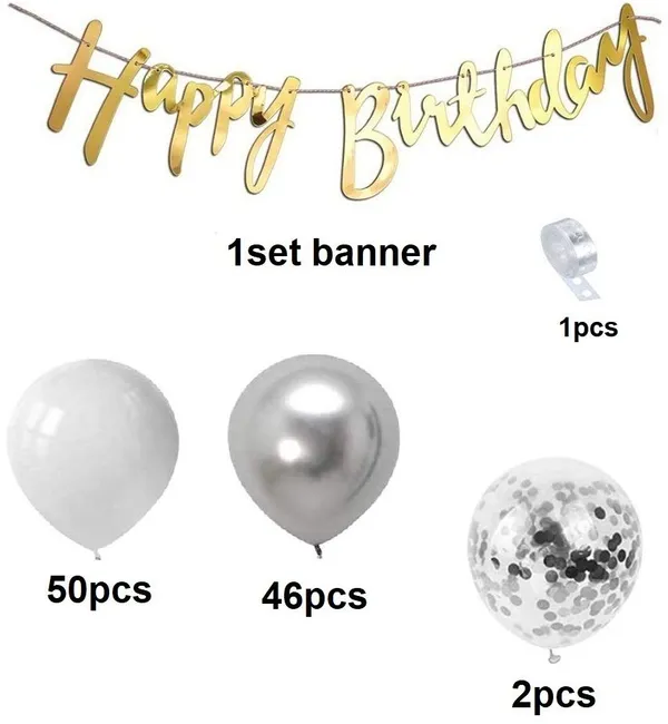 White_And_Silver_Happy_Birthday_Decoration_Kit_(Set_Of_100)