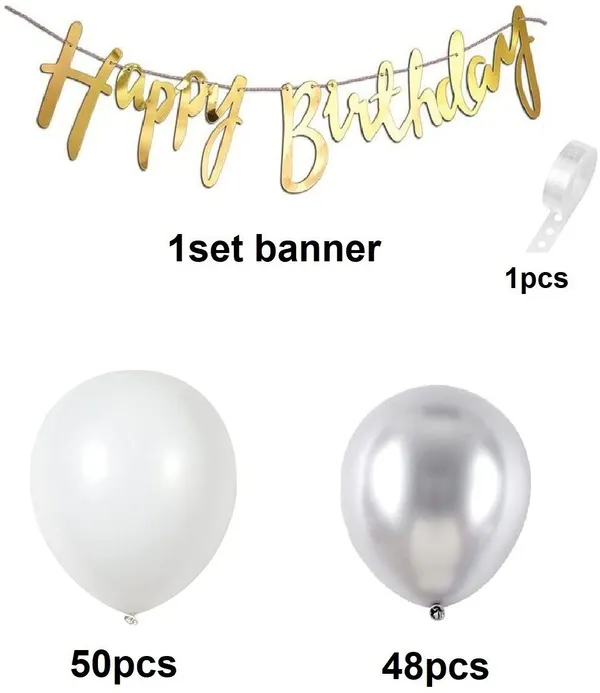 White_And_Silver_Happy_Birthday_Decoration_Kit_(Set_Of_100)