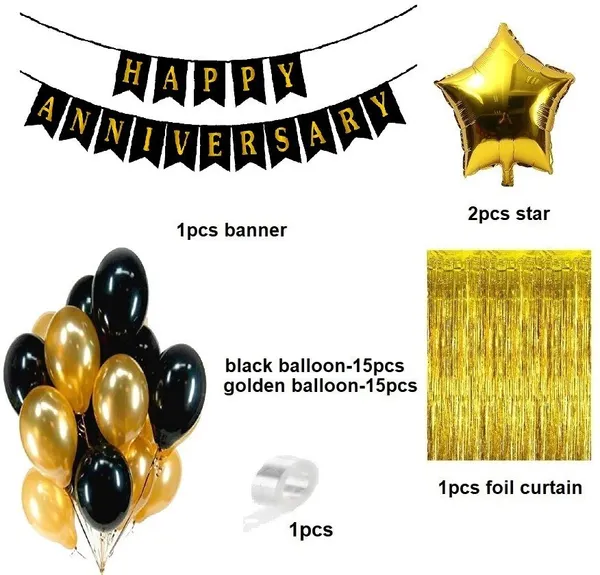 Golden_And_Black_Anniversary_Decoration_Kit_(Set_Of_35)