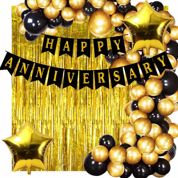 Golden_And_Black_Anniversary_Decoration_Kit_(Set_Of_35)