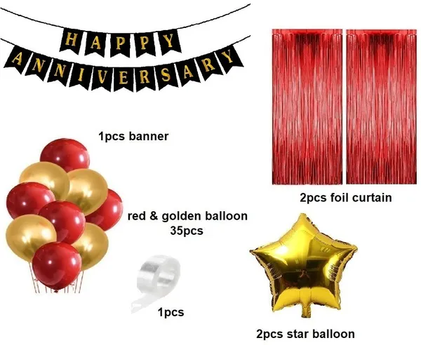 Golden_And_Red_Anniversary_Decoration_Kit_(Set_Of_41)