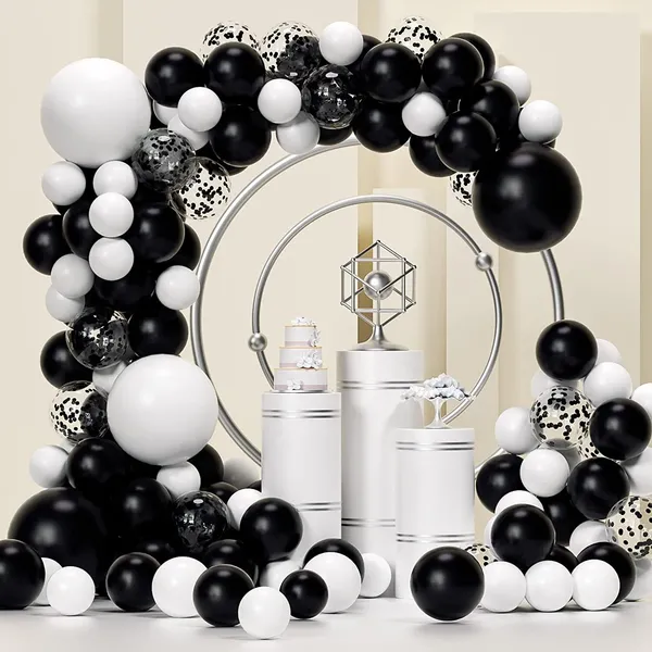 White_And_Black_Birthday_,_Newborn_And_Baby_Shower_,_Party_And_Celebration_,_Anniversary_,_Festival_,_Sympathy_And_Condolences_,_Graduation_Decoration_Kit_(Set_Of_63)
