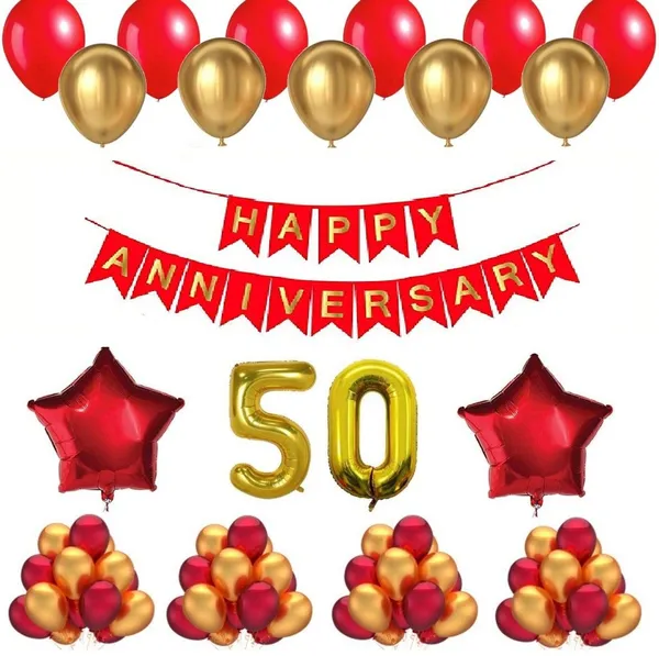 Golden_And_Red_Anniversary_Decoration_Kit_(Set_Of_54)