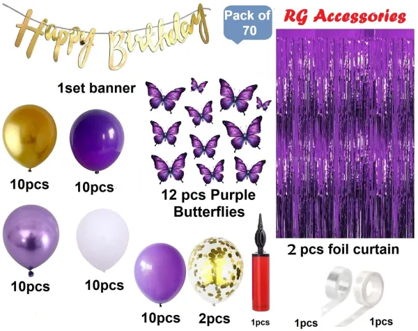 R_G_Accessories_Golden_Purple_Balloon_Birthday_Decoration_Kit_Butterfly_Birthday_Decoration_(Set_Of_70)