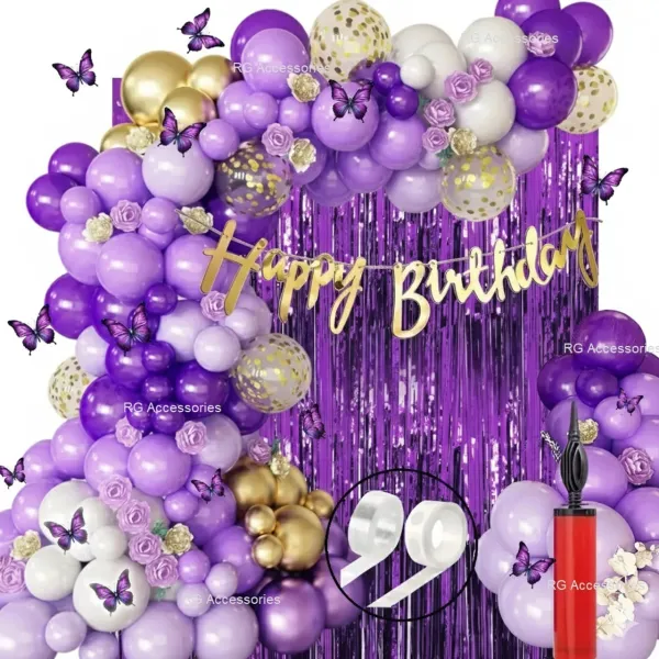 R_G_Accessories_Golden_Purple_Balloon_Birthday_Decoration_Kit_Butterfly_Birthday_Decoration_(Set_Of_70)