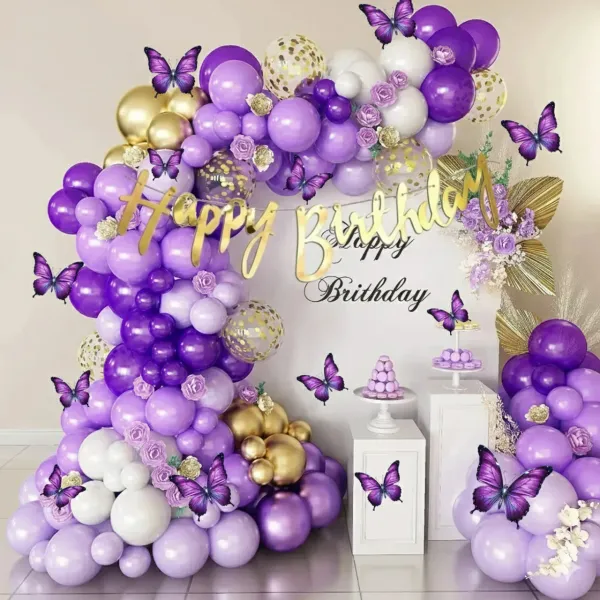 R_G_Accessories_Purple_Butterfly_Golden_Balloons,_Happy_Birthday_Decoration_Kit_Metallic_Purple_(Set_Of_67)